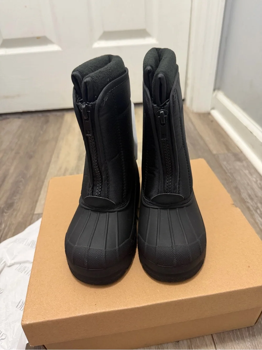 Dream Pairs Kids Black Snow Boots with Neon Lime Logo